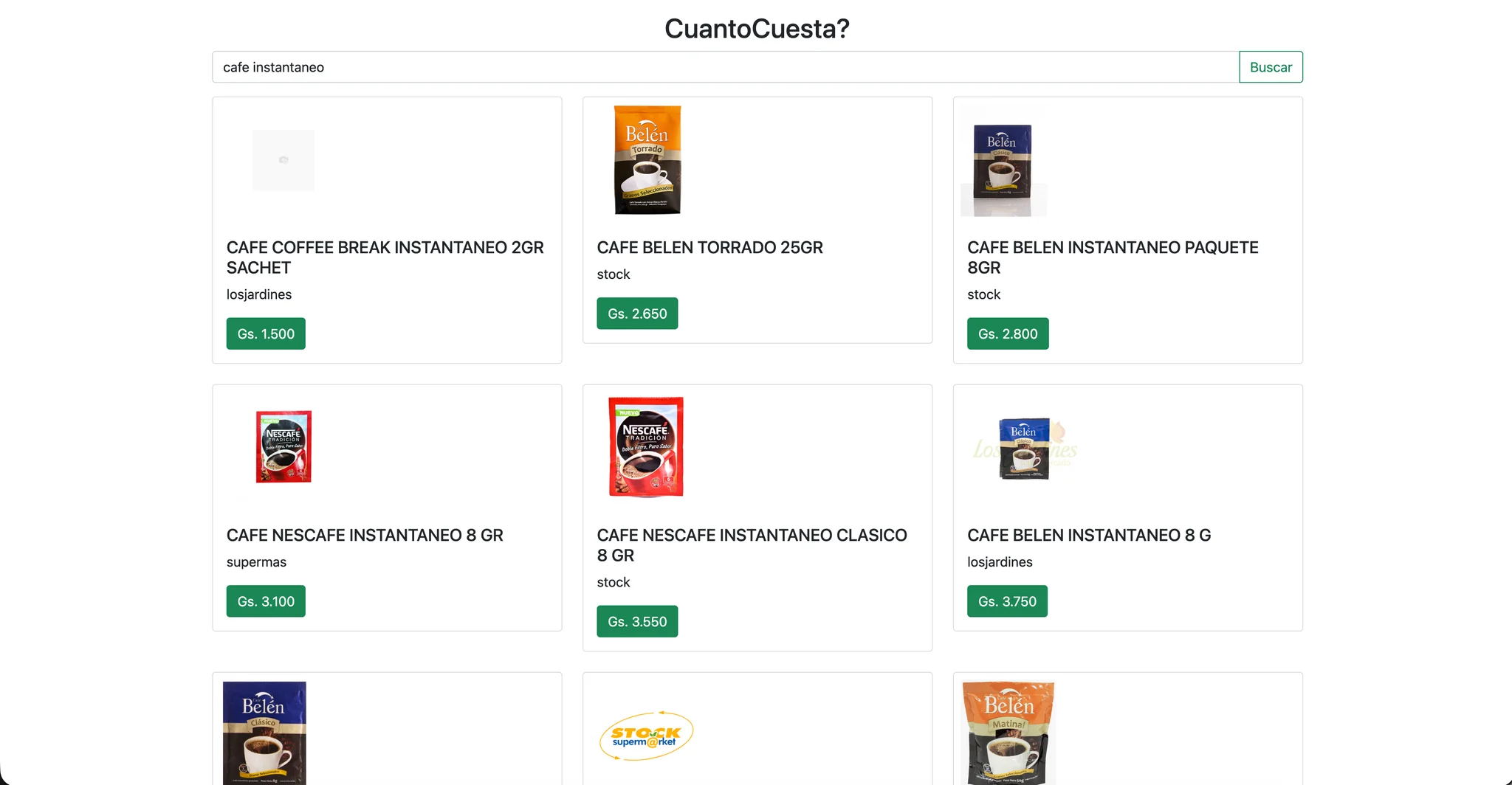 Captura de CuantoCuesta