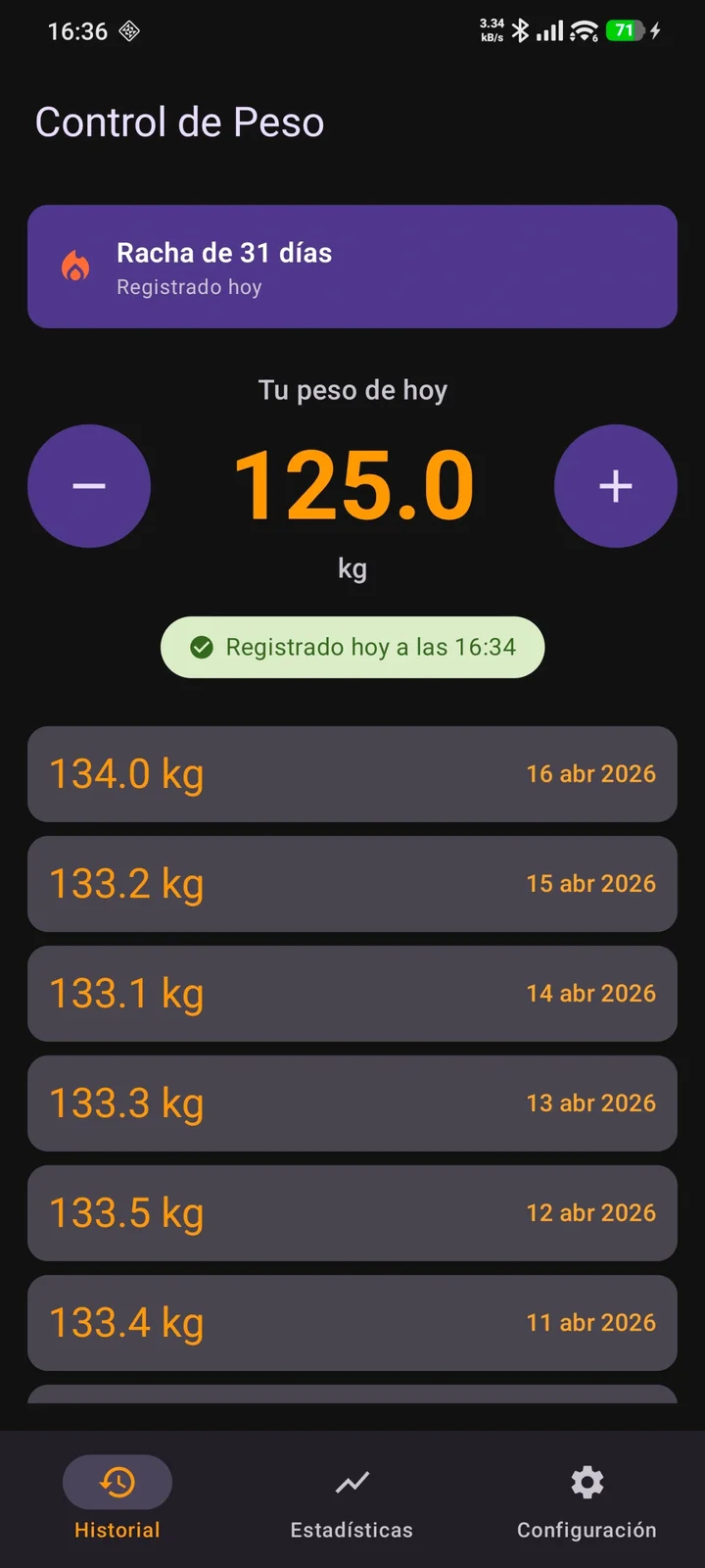 Captura de My Weight